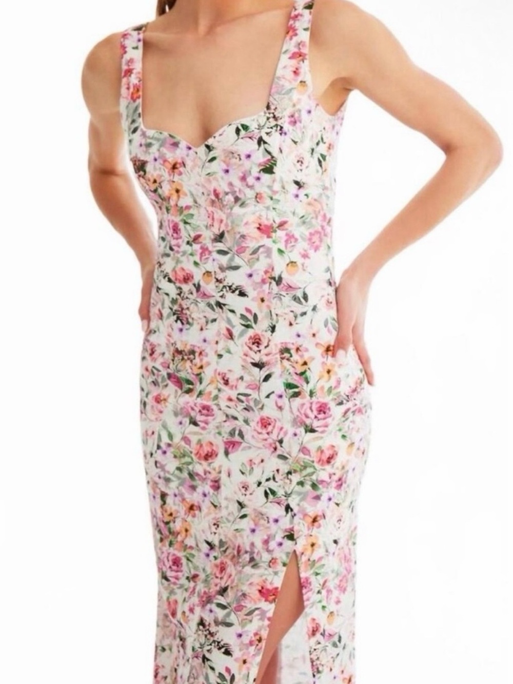 Generation Love Floral Midi Dress in Pink and White